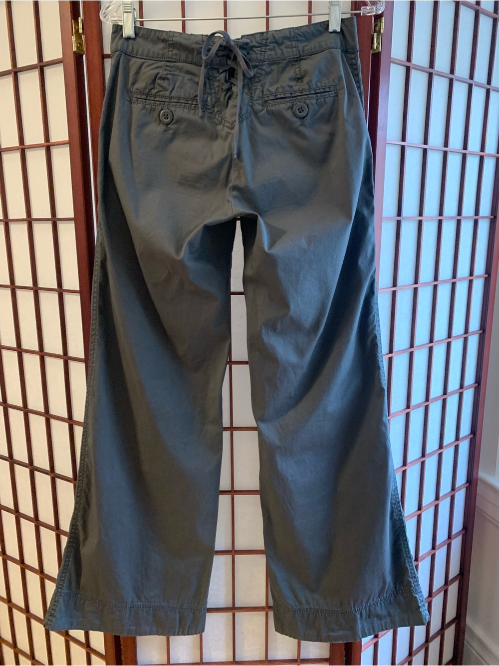 EUC Cidra Dark Gray Wide Leg Loose Fit Button Front/Tie back Pants in Size 2 - Picture 7 of 15